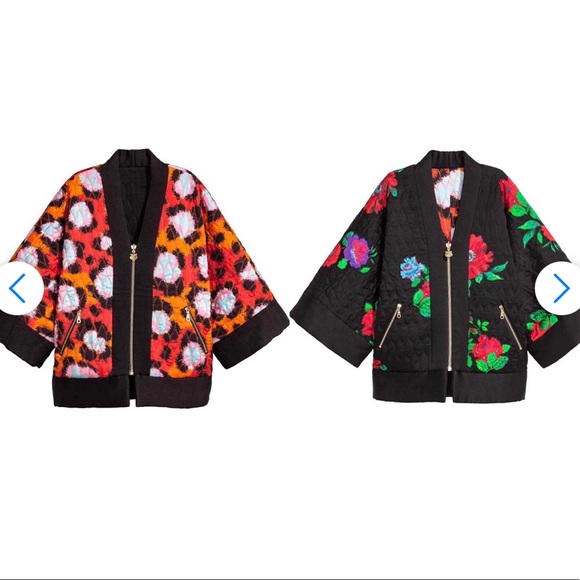 KENZO X H&M quilted silk reversible kimono jacket sz S - Picture 2 of 12